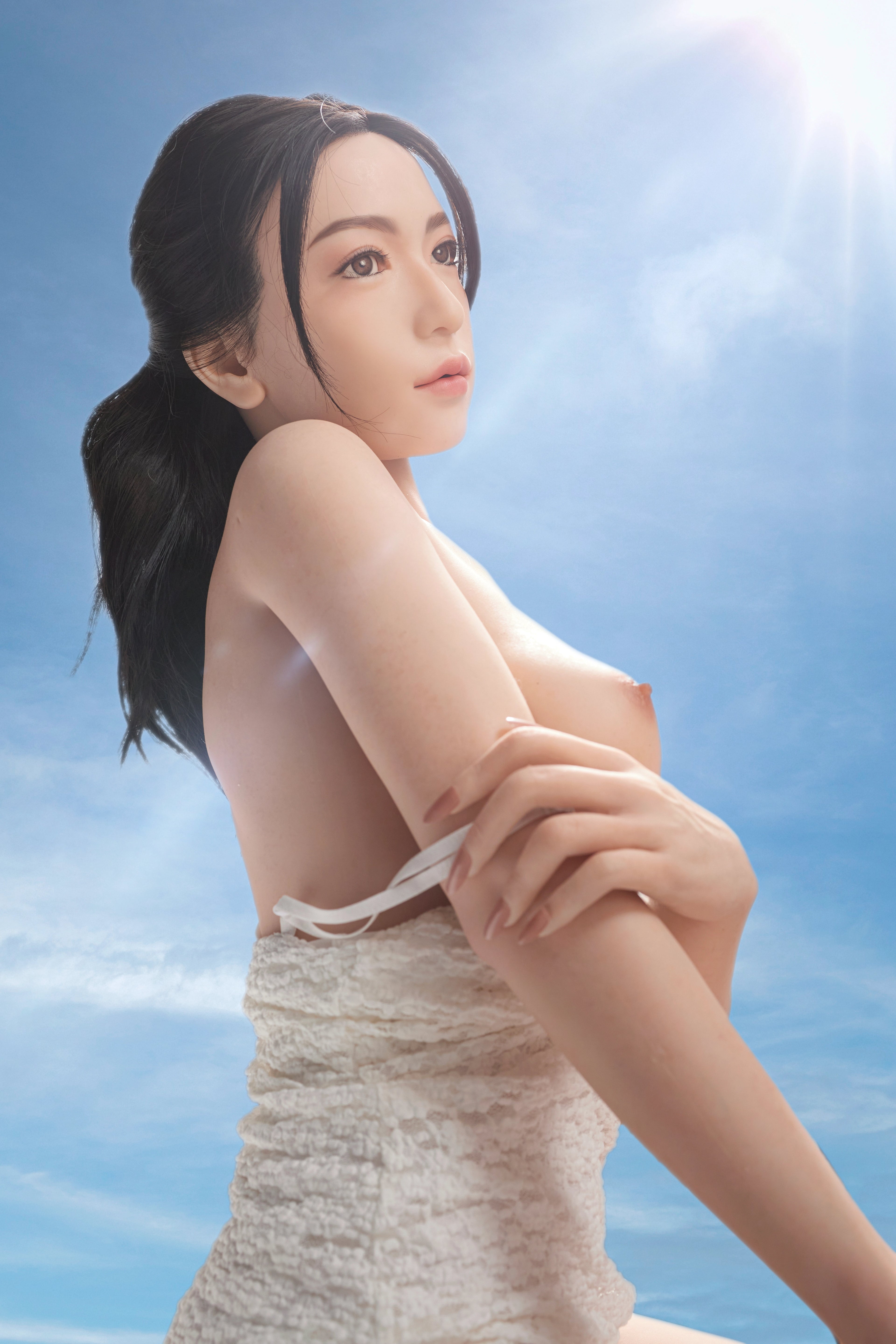 Mayu silicone doll angle view